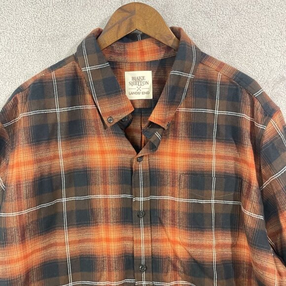 NWOT Lands' End  Blake Shelton Mens 3XLT Plaid Flannel Button Down Shirt - Picture 7 of 8